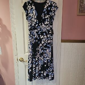 JH Collectibles Black and Blue Floral Midi Dress